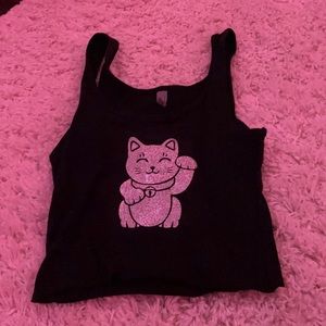 2k sparkly cat cropped tank